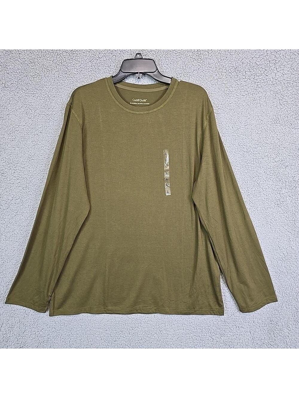 Cuddl Duds Sleep Mens Size L Green Pajama Thermal Top New